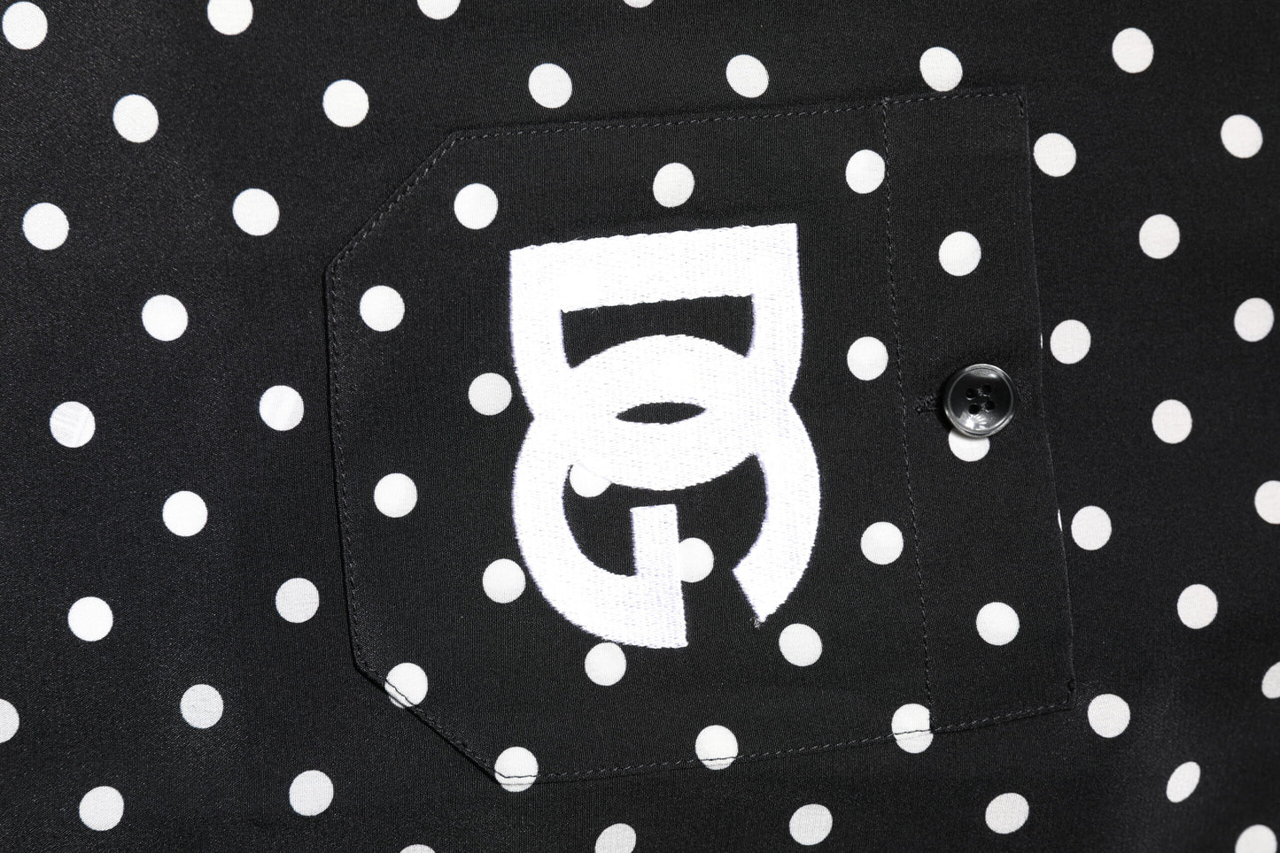 Dolce & Gabbana Schwarzes gepunktetes Hemd mit kurzen Ärmeln Freizeithemd