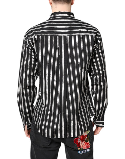 Dolce & Gabbana Schwarz-weiß gestreiftes Baumwollhemd