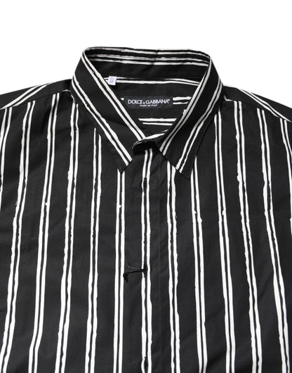 Dolce & Gabbana Schwarz-weiß gestreiftes Baumwollhemd