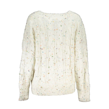 Desigual Schicker Pullover mit Kontrast-V-Ausschnitt und Logo-Detail
