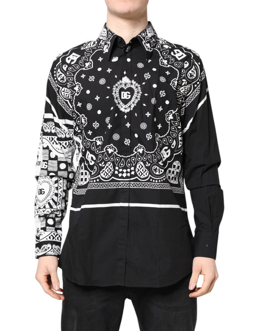Dolce & Gabbana Schwarzes weißes Bandana MARTINI Herrenhemd