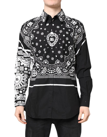 Dolce & Gabbana Schwarzes weißes Bandana MARTINI Herrenhemd