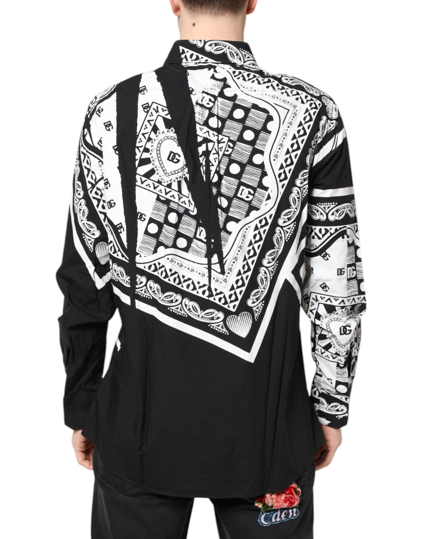 Dolce & Gabbana Schwarzes weißes Bandana MARTINI Herrenhemd