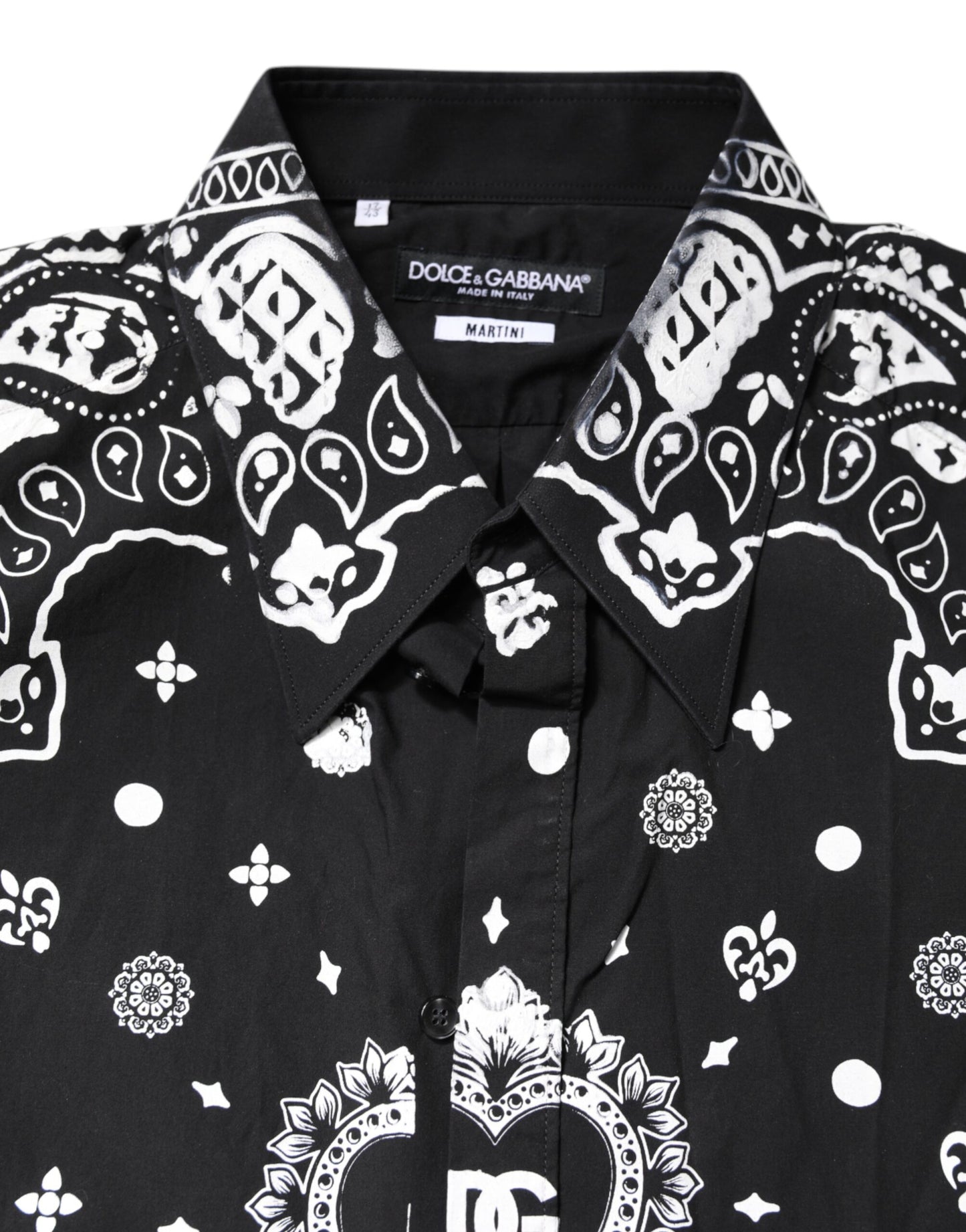 Dolce & Gabbana Schwarzes weißes Bandana MARTINI Herrenhemd