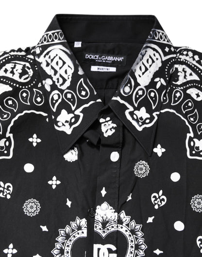 Dolce & Gabbana Schwarzes weißes Bandana MARTINI Herrenhemd