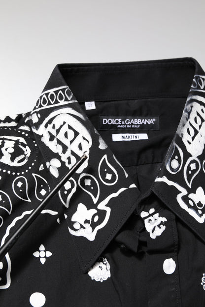 Dolce & Gabbana Schwarzes weißes Bandana MARTINI Herrenhemd