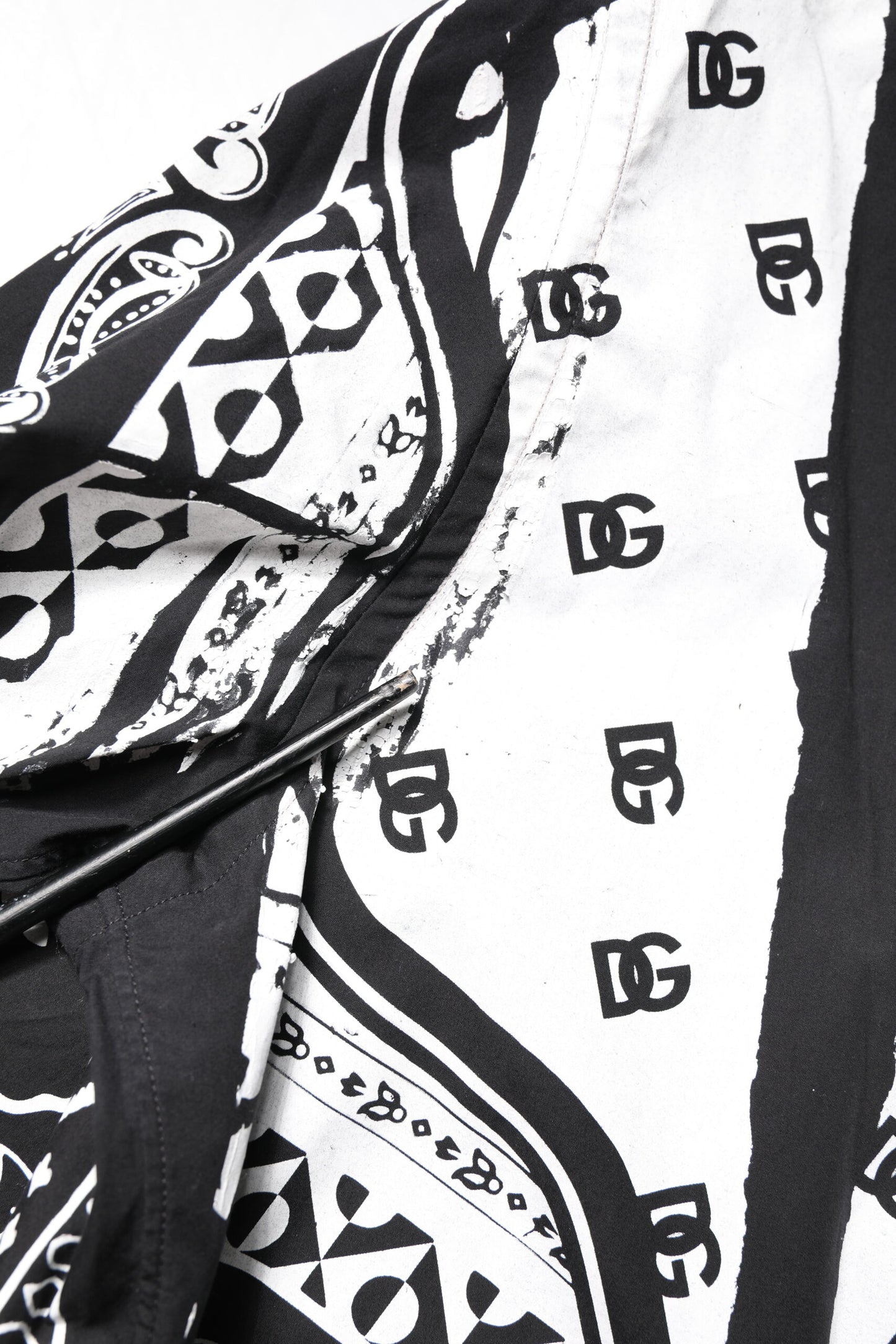 Dolce & Gabbana Schwarzes weißes Bandana MARTINI Herrenhemd