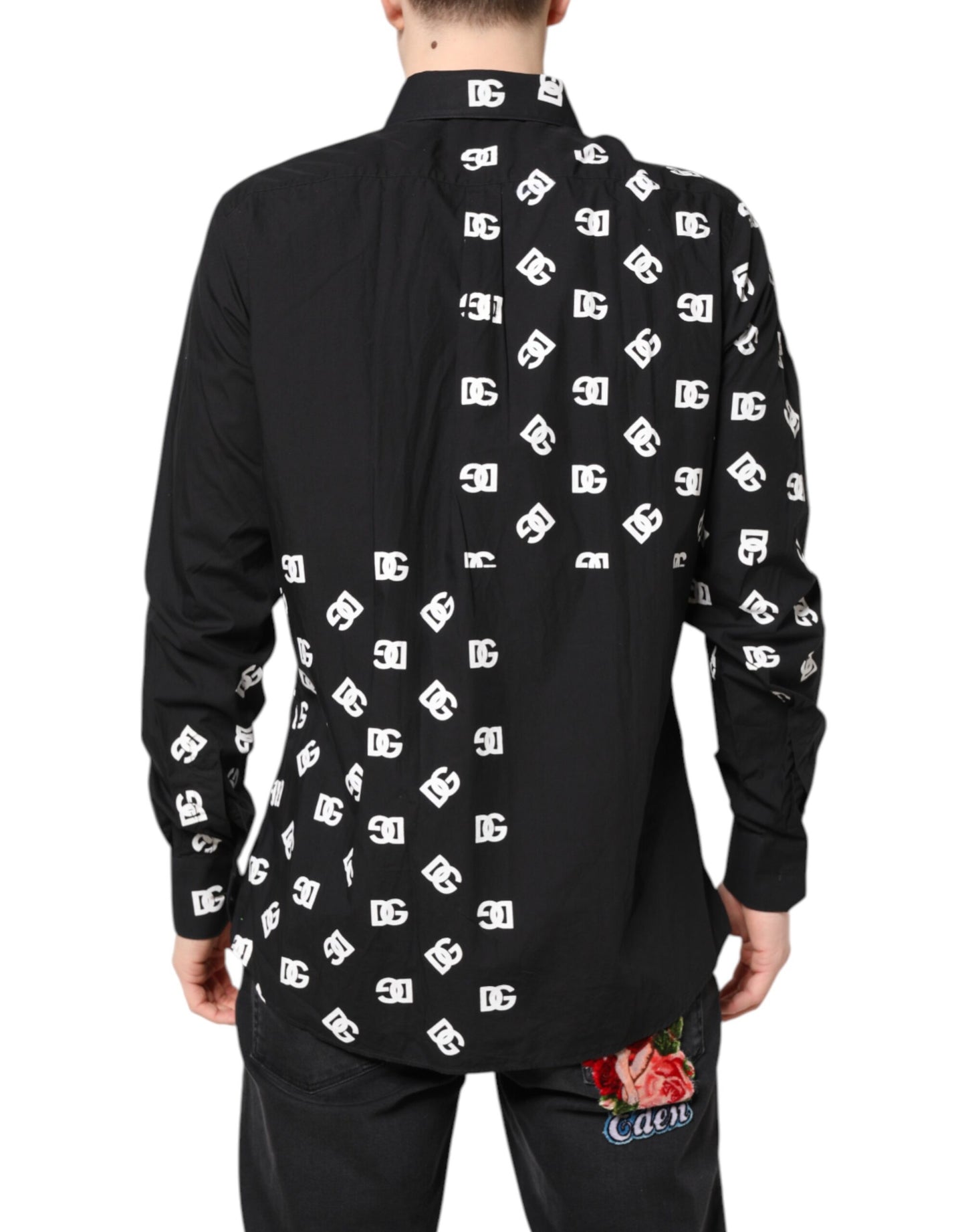 Dolce & Gabbana Schwarzes DG Logo Baumwollhemd MARTINI