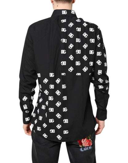 Dolce & Gabbana Schwarzes DG Logo Baumwollhemd MARTINI