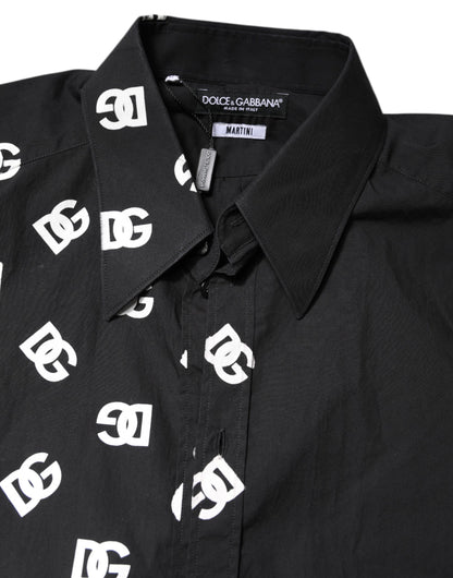 Dolce & Gabbana Schwarzes DG Logo Baumwollhemd MARTINI