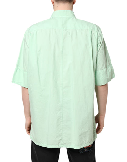Dolce & Gabbana Grün Baumwolle Kurzarm Männer Casual Shirt