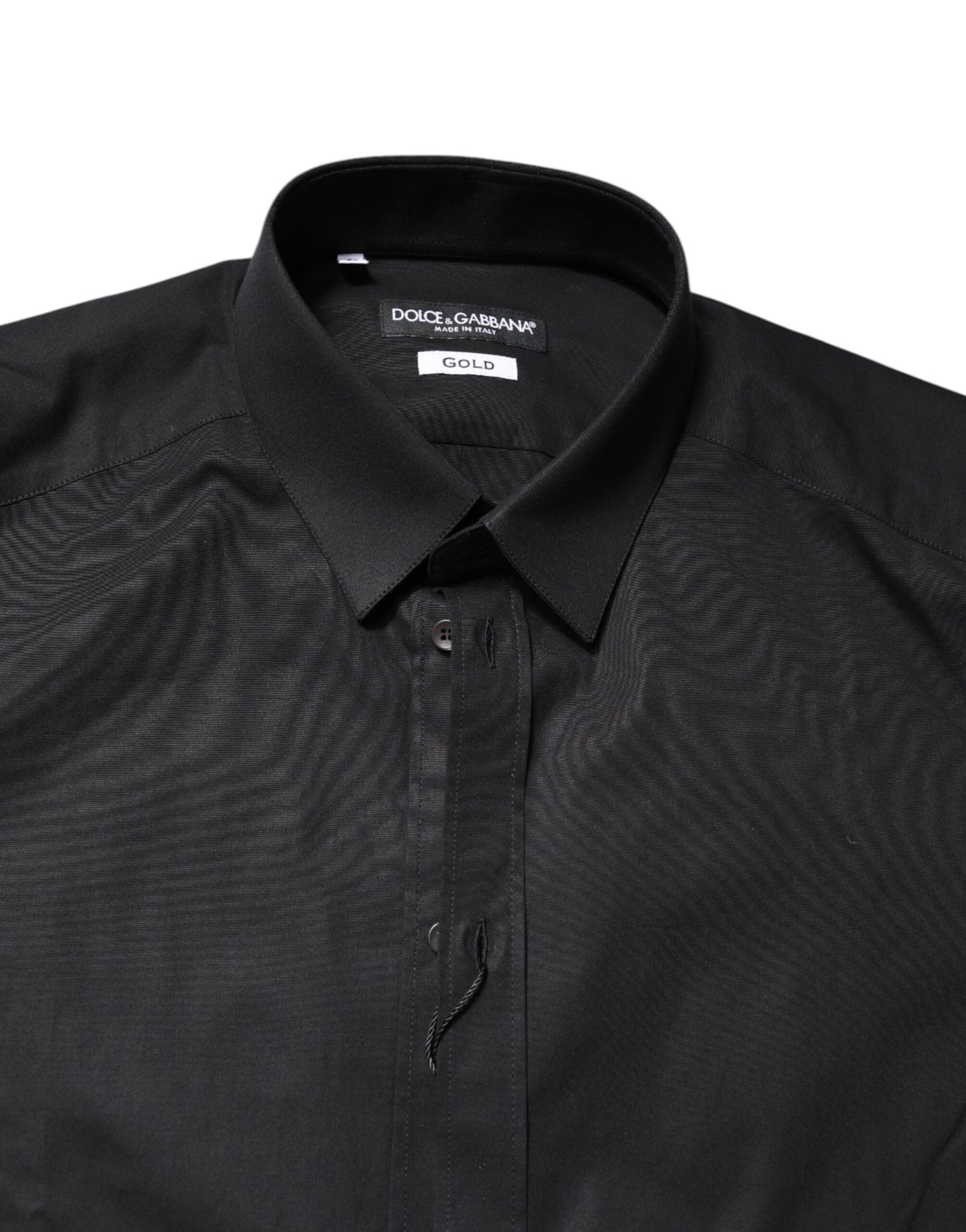 Dolce & Gabbana Schwarzes GOLD Baumwollhemd mit langen Ärmeln