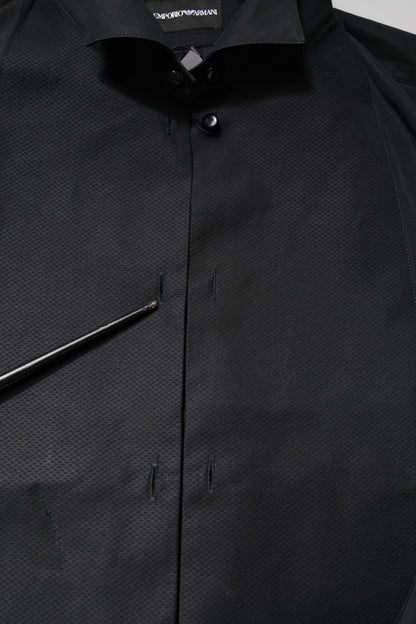 Emporio Armani Schwarzes Baumwollhemd mit langen Ärmeln für formelle Anlässe
