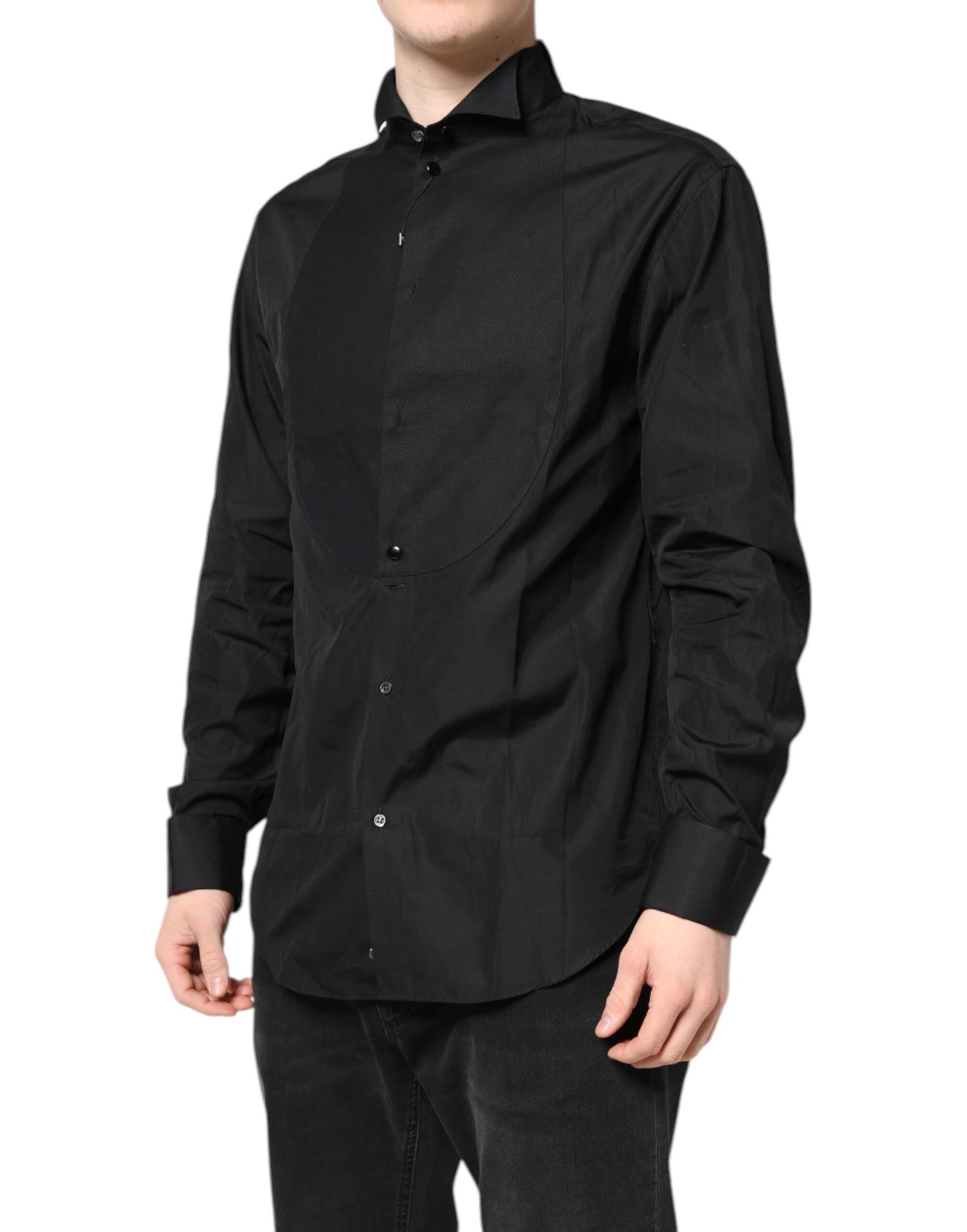 Emporio Armani Schwarzes Baumwollhemd mit langen Ärmeln für formelle Anlässe