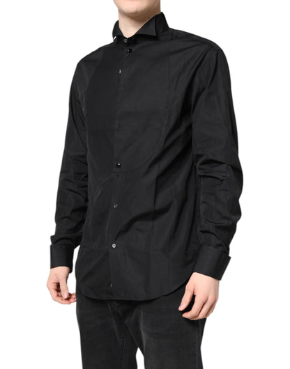 Emporio Armani Schwarzes Baumwollhemd mit langen Ärmeln für formelle Anlässe