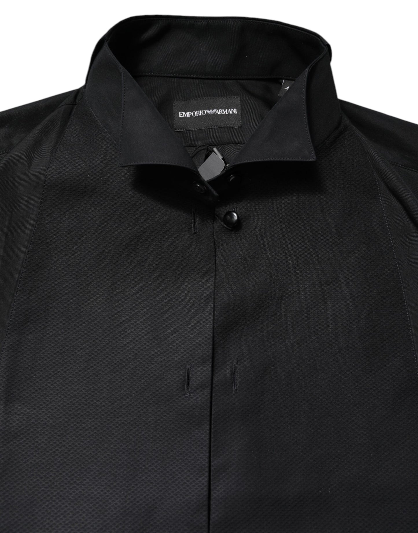 Emporio Armani Schwarzes Baumwollhemd mit langen Ärmeln für formelle Anlässe