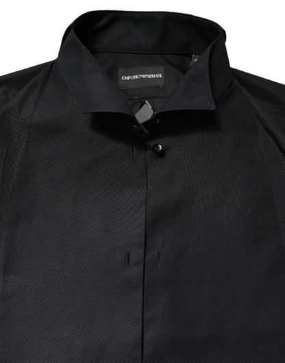 Emporio Armani Schwarzes Baumwollhemd mit langen Ärmeln für formelle Anlässe