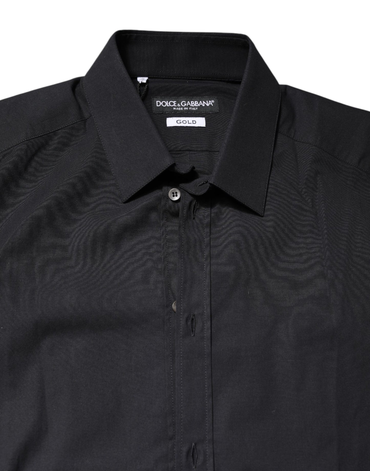 Dolce & Gabbana Schwarzes GOLD Baumwollhemd mit langen Ärmeln