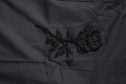 Dolce & Gabbana Schwarzes geblümtes goldfarbenes Baumwollkleid Formales Hemd