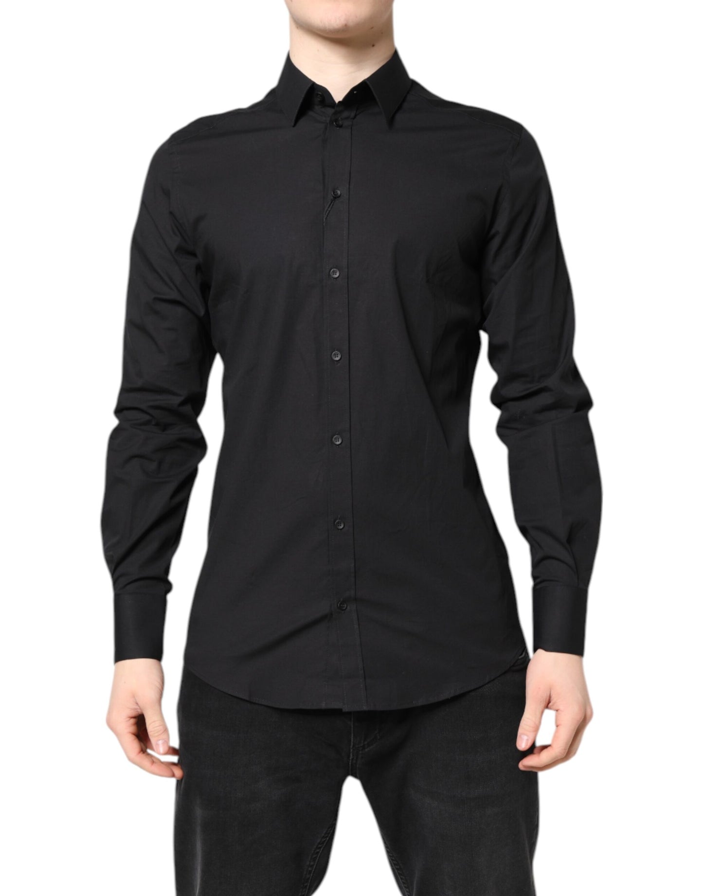 Dolce & Gabbana Schwarzes GOLD Baumwollhemd Formales Hemd