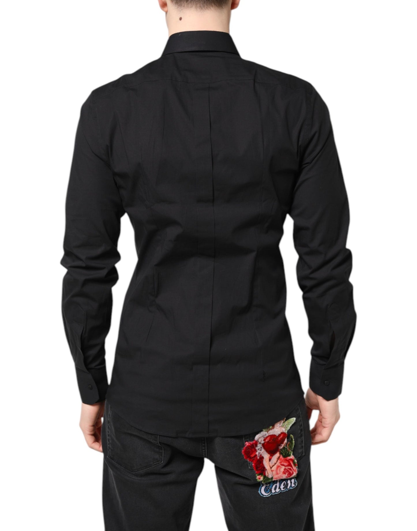 Dolce & Gabbana Schwarzes GOLD Baumwollhemd Formales Hemd