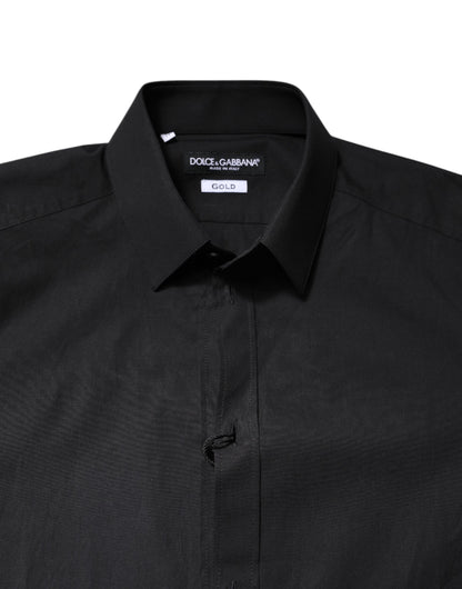 Dolce & Gabbana Schwarzes GOLD Baumwollhemd Formales Hemd