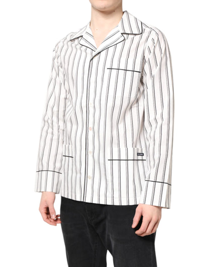 Dolce & Gabbana Weiß gestreiftes Lounge-Pyjama-Schlafanzug-Shirt