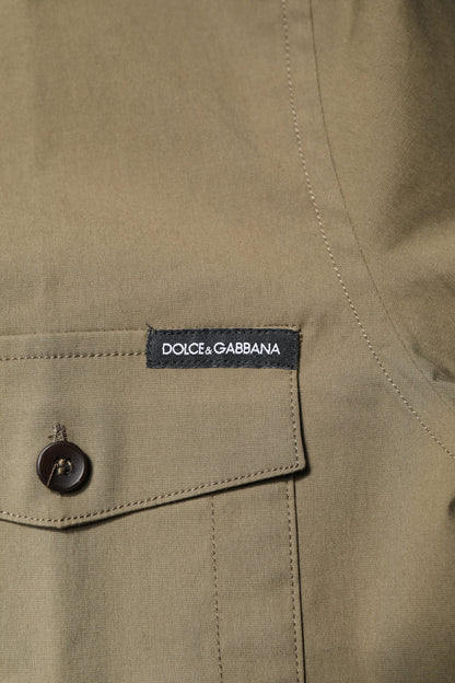 Dolce & Gabbana Braunes Baumwoll-Stretch-Langarmhemd