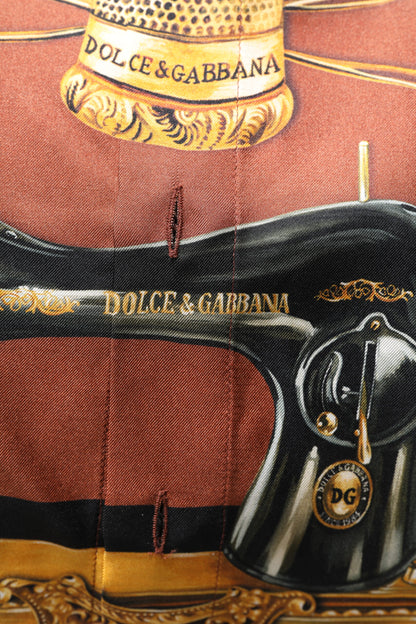 Dolce & Gabbana Multicolor Tailor Print Seide Freizeithemd