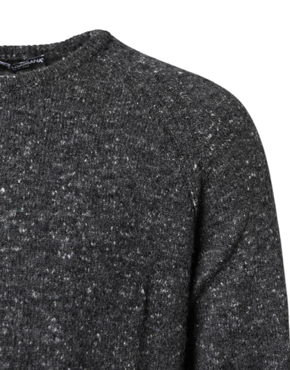 Dolce & Gabbana Grauer Pullover mit Rundhalsausschnitt aus Wolle