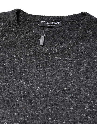 Dolce & Gabbana Grauer Pullover mit Rundhalsausschnitt aus Wolle