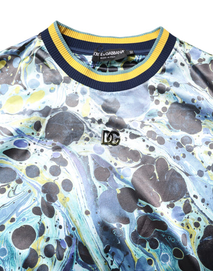 Dolce & Gabbana Multicolor Marmor Print Herren Pullover Sweater