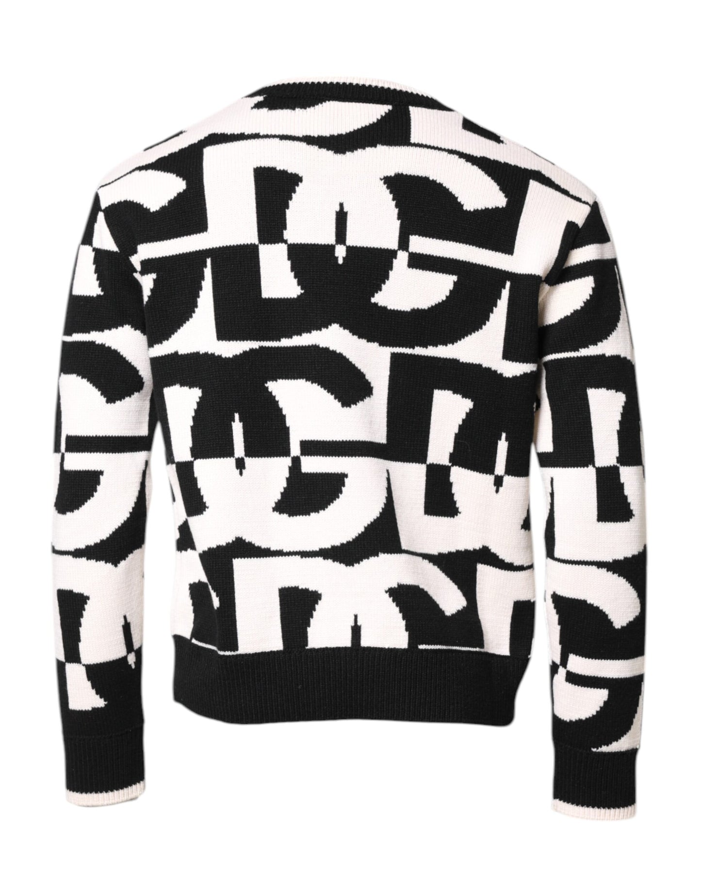 Dolce & Gabbana Schwarzer weißer Strickpullover mit Logodruck