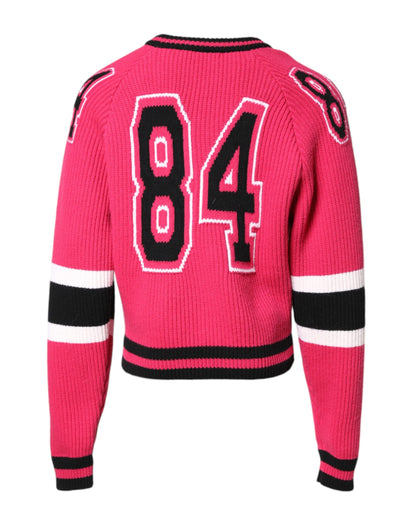 Dolce & Gabbana Rosa Baumwoll-Logo-Print-Strickpullover