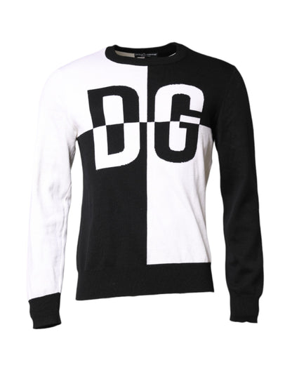 Dolce & Gabbana Schwarzer weißer Strickpullover mit Logodruck