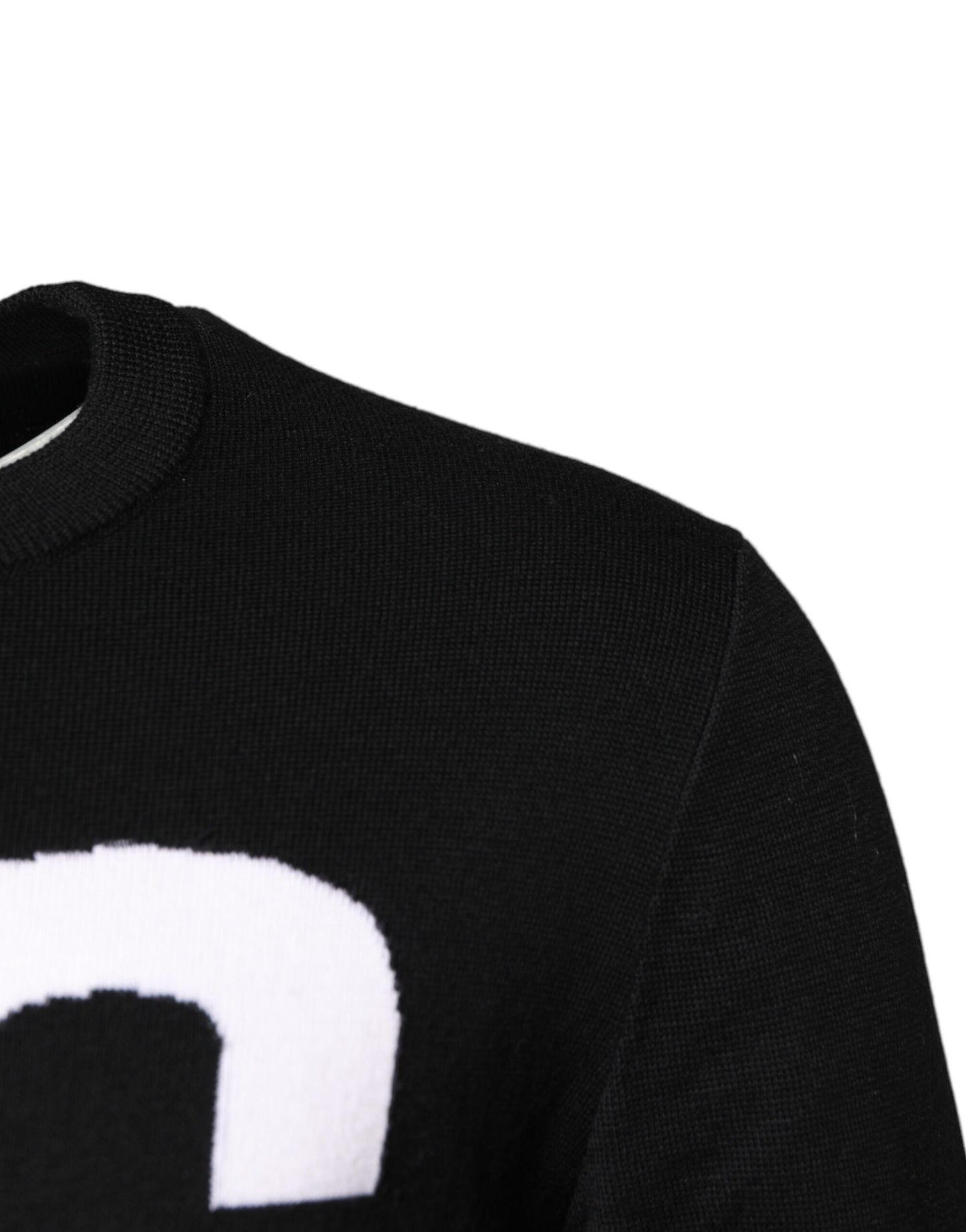 Dolce & Gabbana Schwarzer weißer Strickpullover mit Logodruck