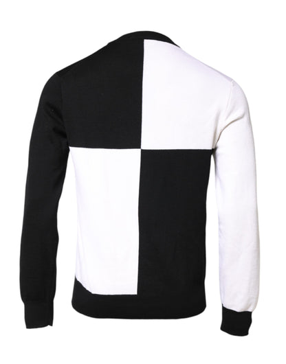 Dolce & Gabbana Schwarzer weißer Strickpullover mit Logodruck