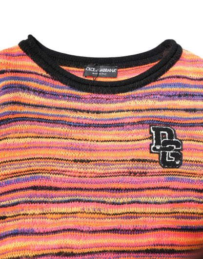 Dolce & Gabbana Mehrfarbiger DGLogo-Strickpullover aus Wolle