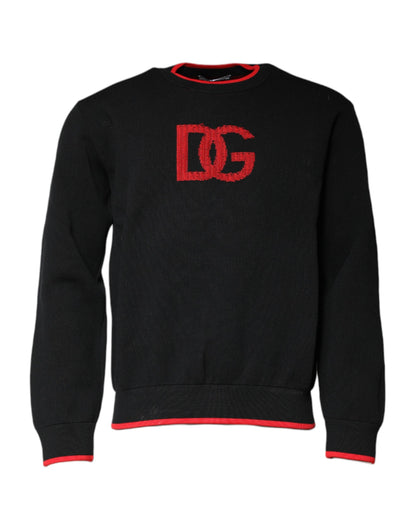 Dolce & Gabbana Schwarzer Nylon DGLogo Knit Herren Pullover Pullover