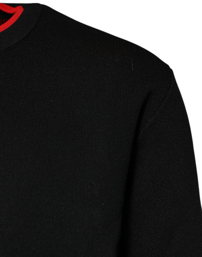 Dolce & Gabbana Schwarzer Nylon DGLogo Knit Herren Pullover Pullover