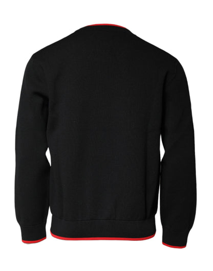 Dolce & Gabbana Schwarzer Nylon DGLogo Knit Herren Pullover Pullover