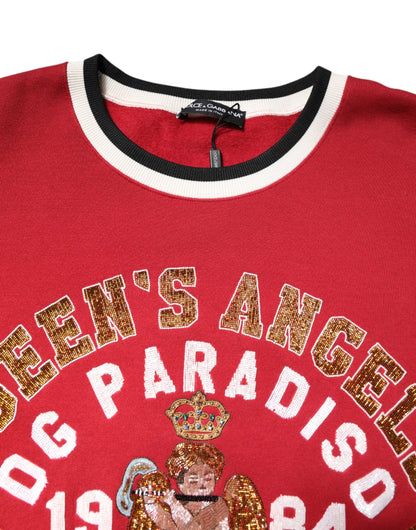 Dolce & Gabbana Roter Pailletten-Pullover Sweatshirt Pullover