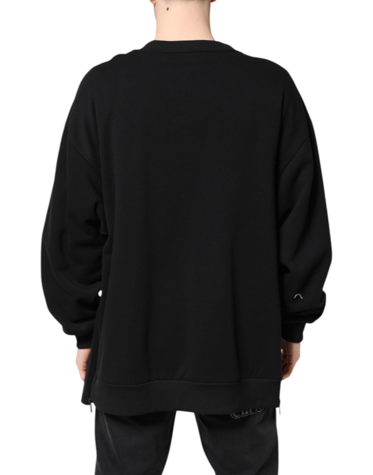 Dolce & Gabbana Schwarzer Baumwoll-Logo-Print Herren Pullover