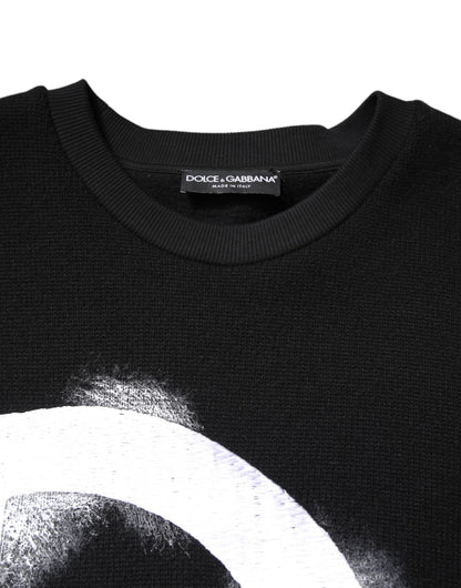 Dolce & Gabbana Schwarzer Baumwoll-Logo-Print Herren Pullover