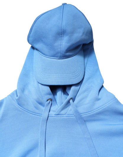 Dolce & Gabbana Blau Baumwolle mit Kapuze Männer Sportswear Weste Pullover