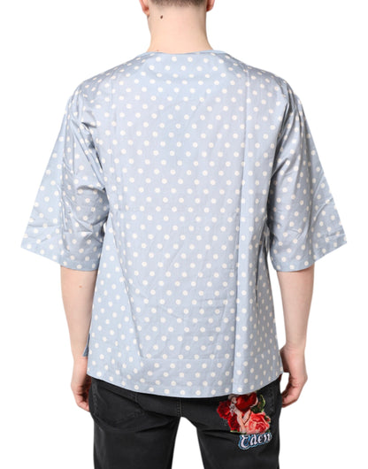 Dolce & Gabbana Hellblaues Kurzarm-T-Shirt mit Grafikdruck