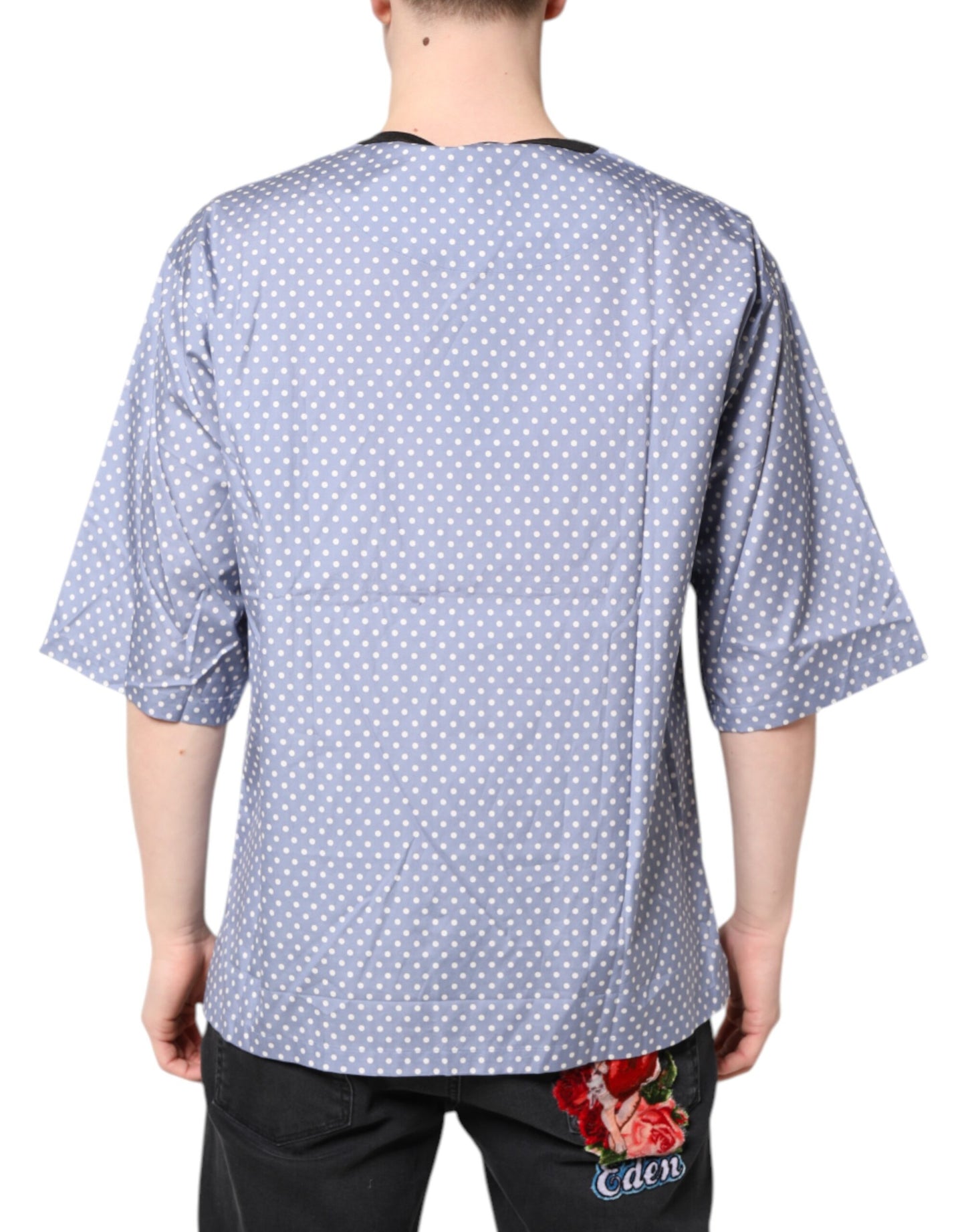 Dolce & Gabbana Hellblaues Kurzarm-T-Shirt mit Grafikdruck