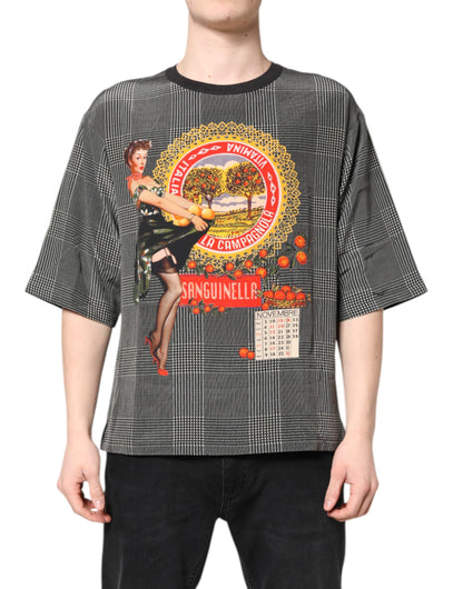 Dolce & Gabbana Schwarz-weißer Grafikdruck Kurzarm-T-Shirt