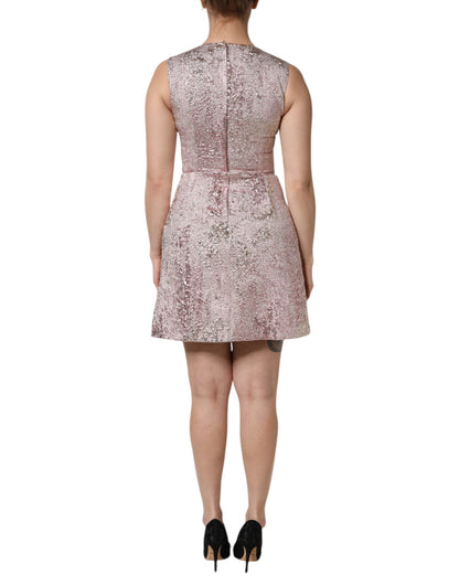 Dolce & Gabbana Rosa Jacquard-Ärmelloses Etuikleid Mini
