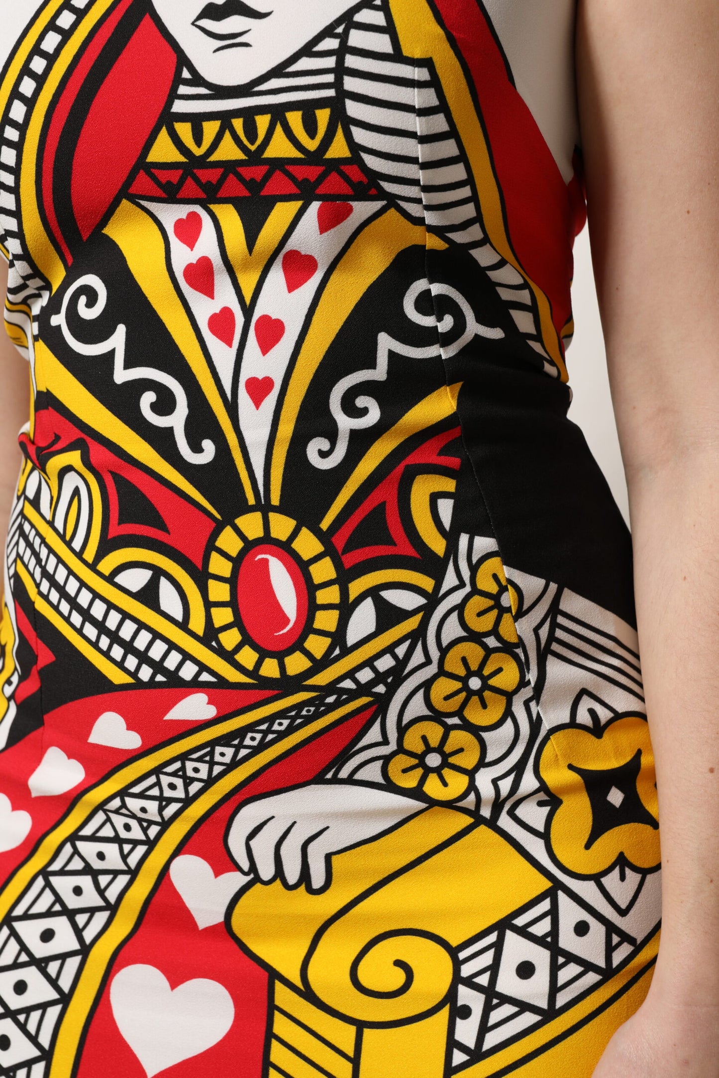 Dolce & Gabbana Weißes ärmelloses Maxikleid der Herzkönigin